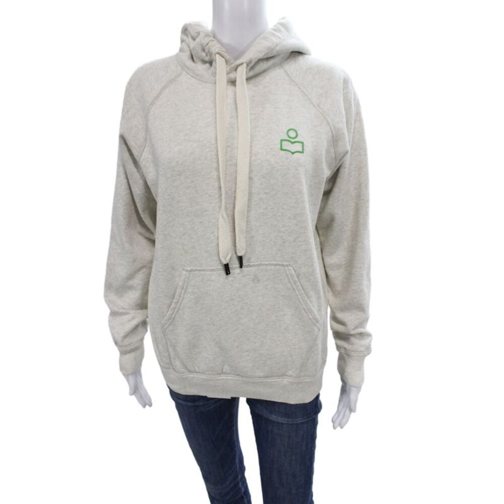 Isabel Marant Etoile Womens Pullover Hoodie Gray Drawstring Crew Neck Size 40